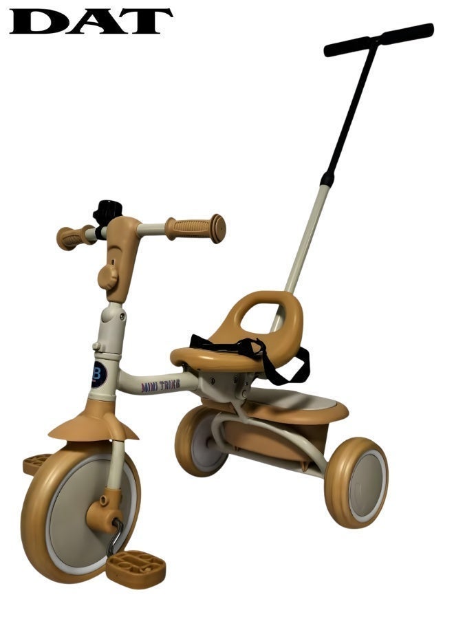 DAT Toddler Tricycle with Adjustable Parent Push Handle, Seat Belt & Rear Basket, EVA Wheels, Steel Frame, Age 1–3 Years, 25 kg Capacity (Approx. 64 x 41 x 96 cm) - Image 1